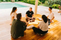 A group reflecting together at a retreat